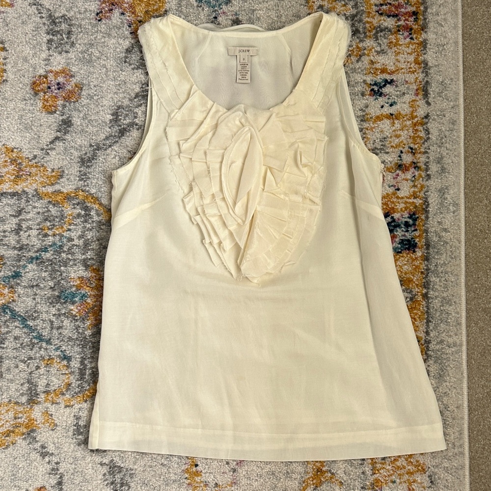J. Crew Cream Ruffle Tank Top - Picture 2 of 5